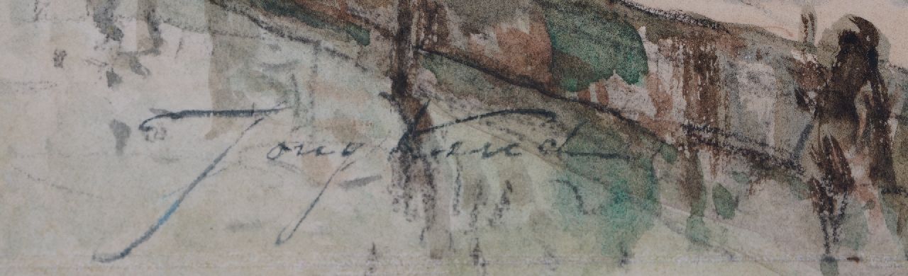 Johan Barthold Jongkind signatures Canal in a Dutch village