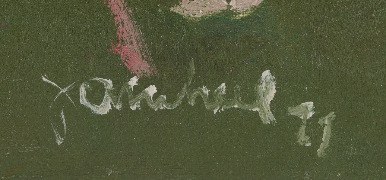 Jan van Heel signatures 'Tentje in landschap met gebroken pop' (Tent in a landscape with a broken doll)