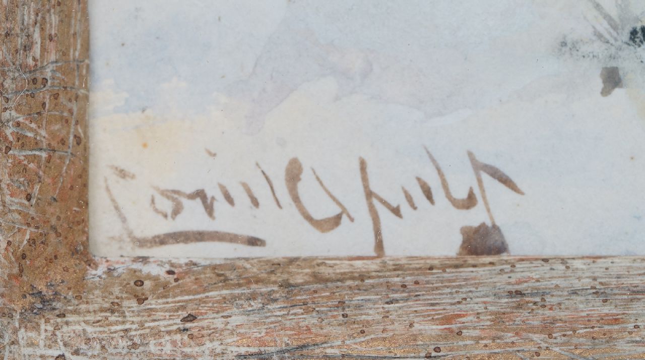 Louis Apol signatures Snowy forest scene