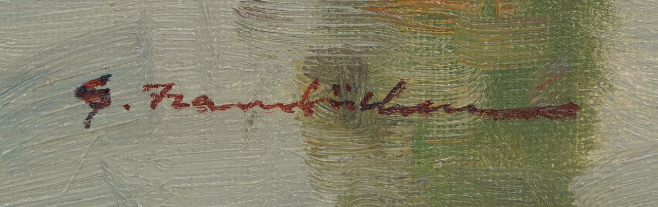 Georg Hambüchen signatures Sailboats in a Belgian harbor
