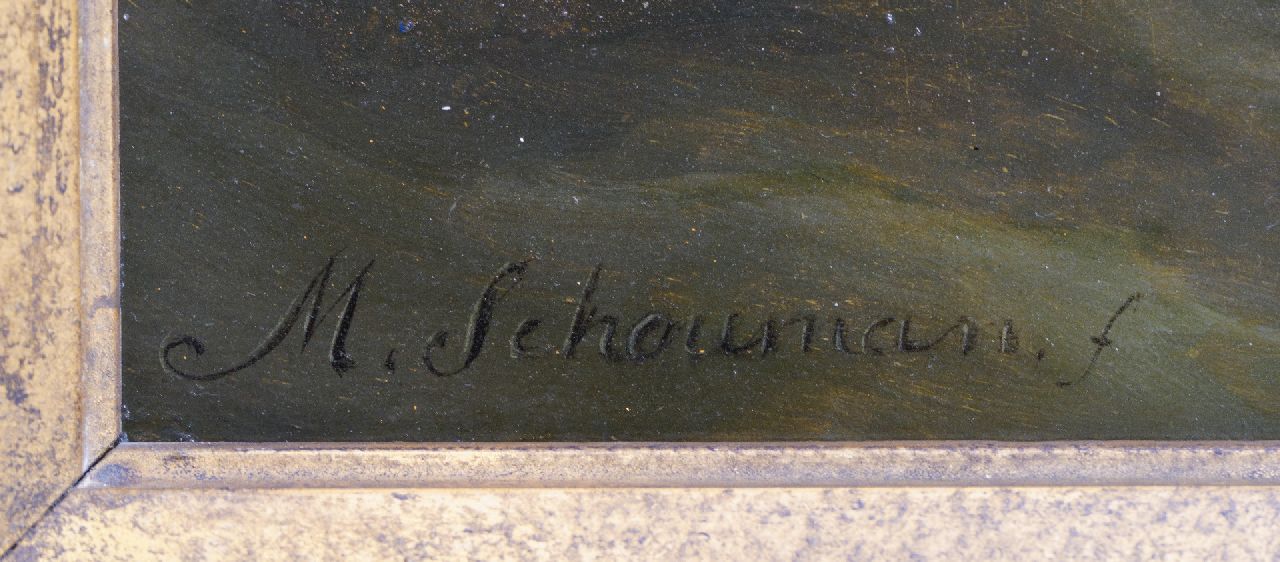 Martinus Schouman signatures Zeilschepen in een storm