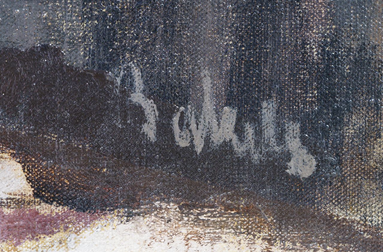 Reinier Sybrand Bakels signatures A winter view in Amersfoort with the Onze Lieve Vrouwetoren