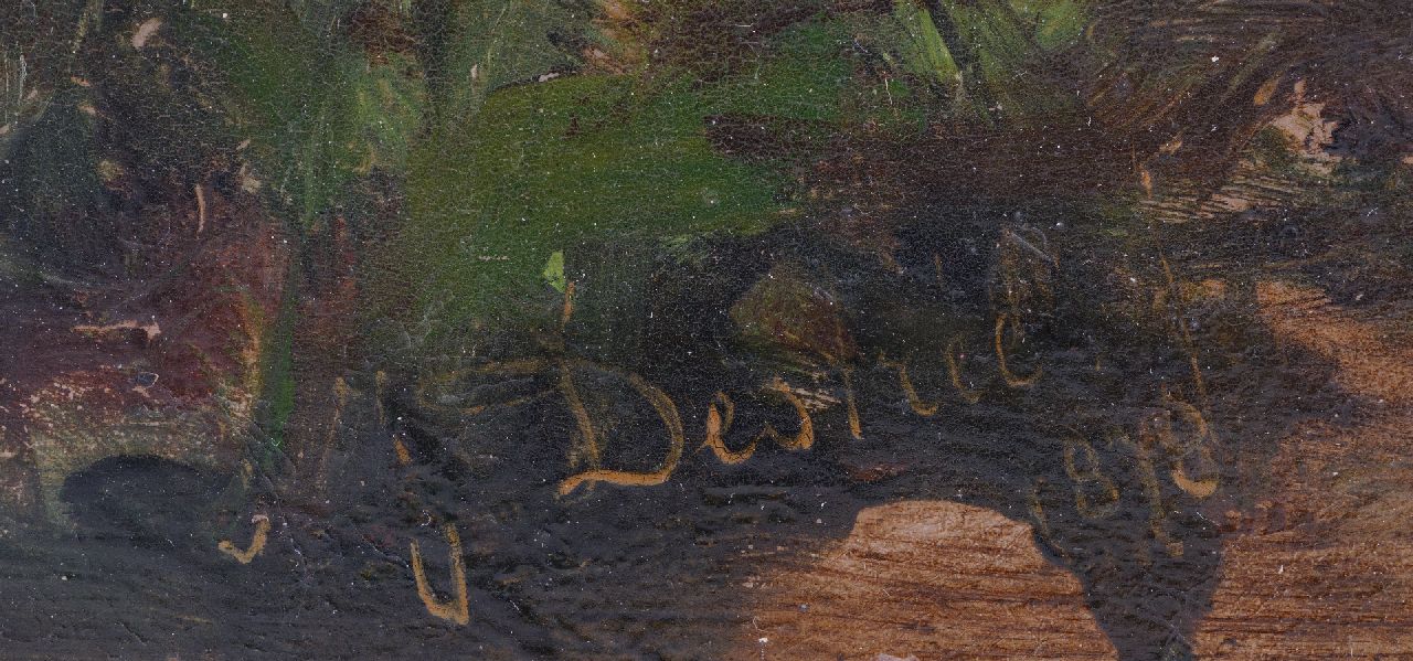 Johannes Josephus Destrée signatures A polder landscape with figures