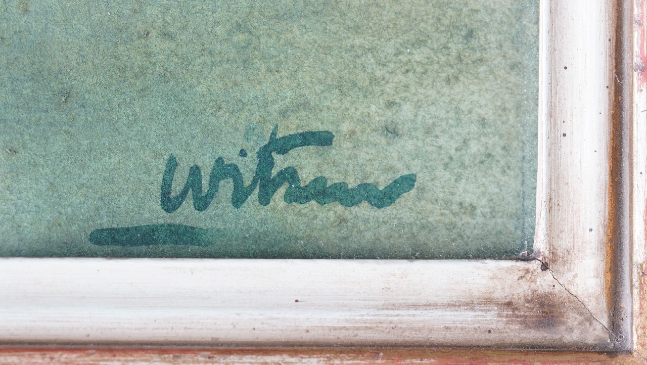 Willem Witsen signatures Sweet Williams in a glass vase