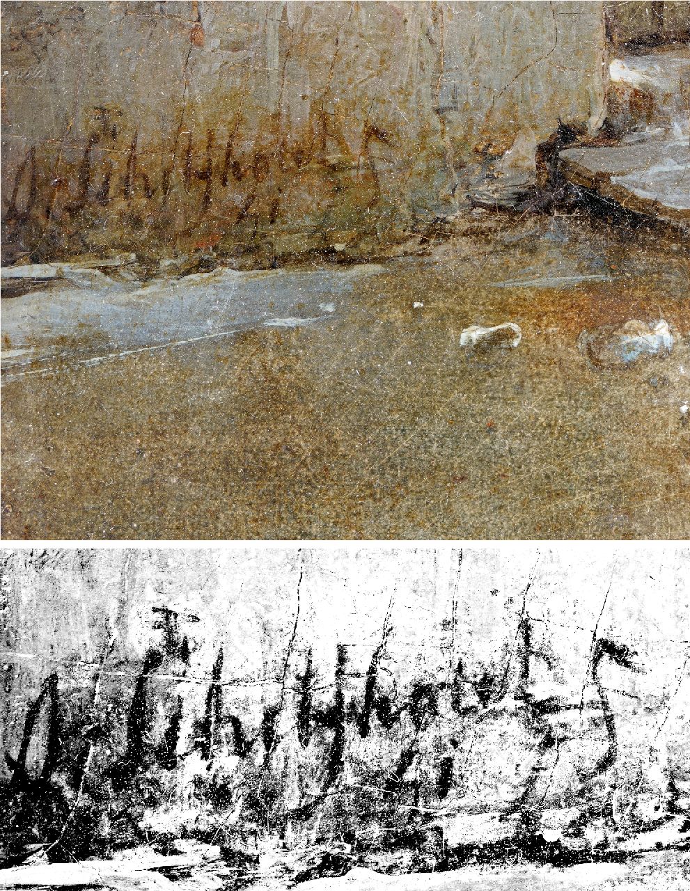 Andreas Schelfhout signatures A frozen river with skaters and a 'koek-en -zopie'