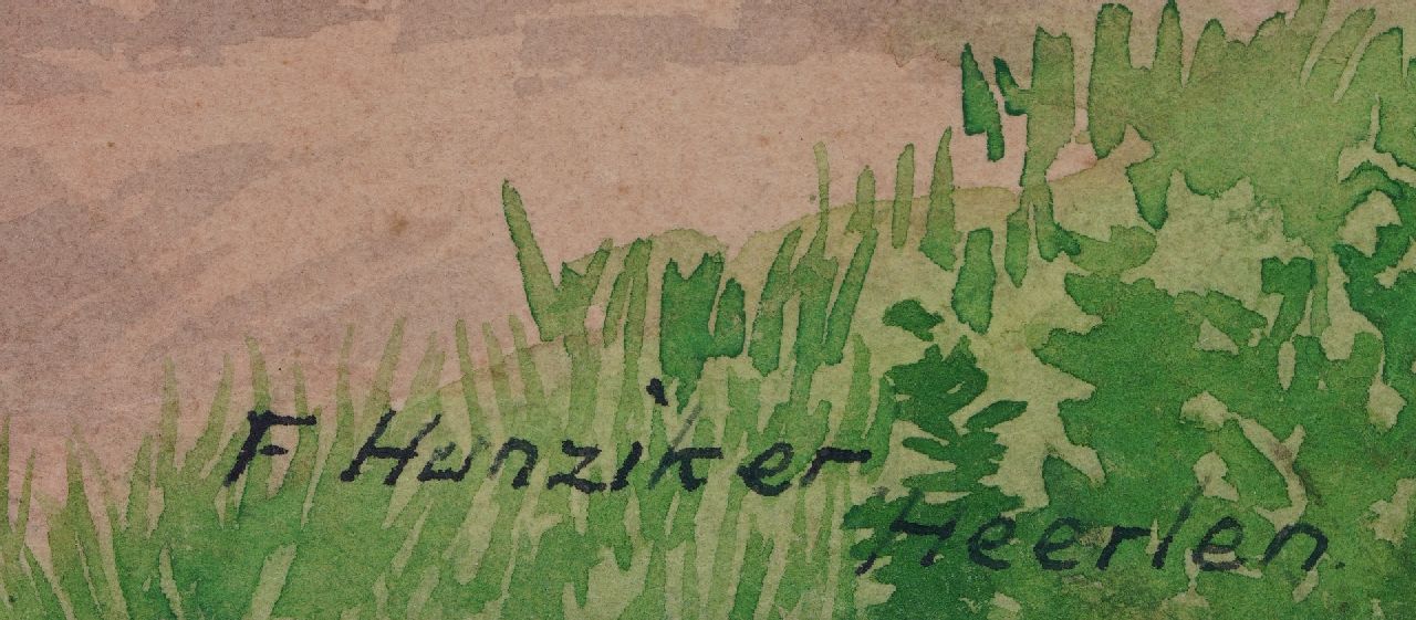 Frieda Hunziker signatures Vegetable garden at a cottage, Heerlen