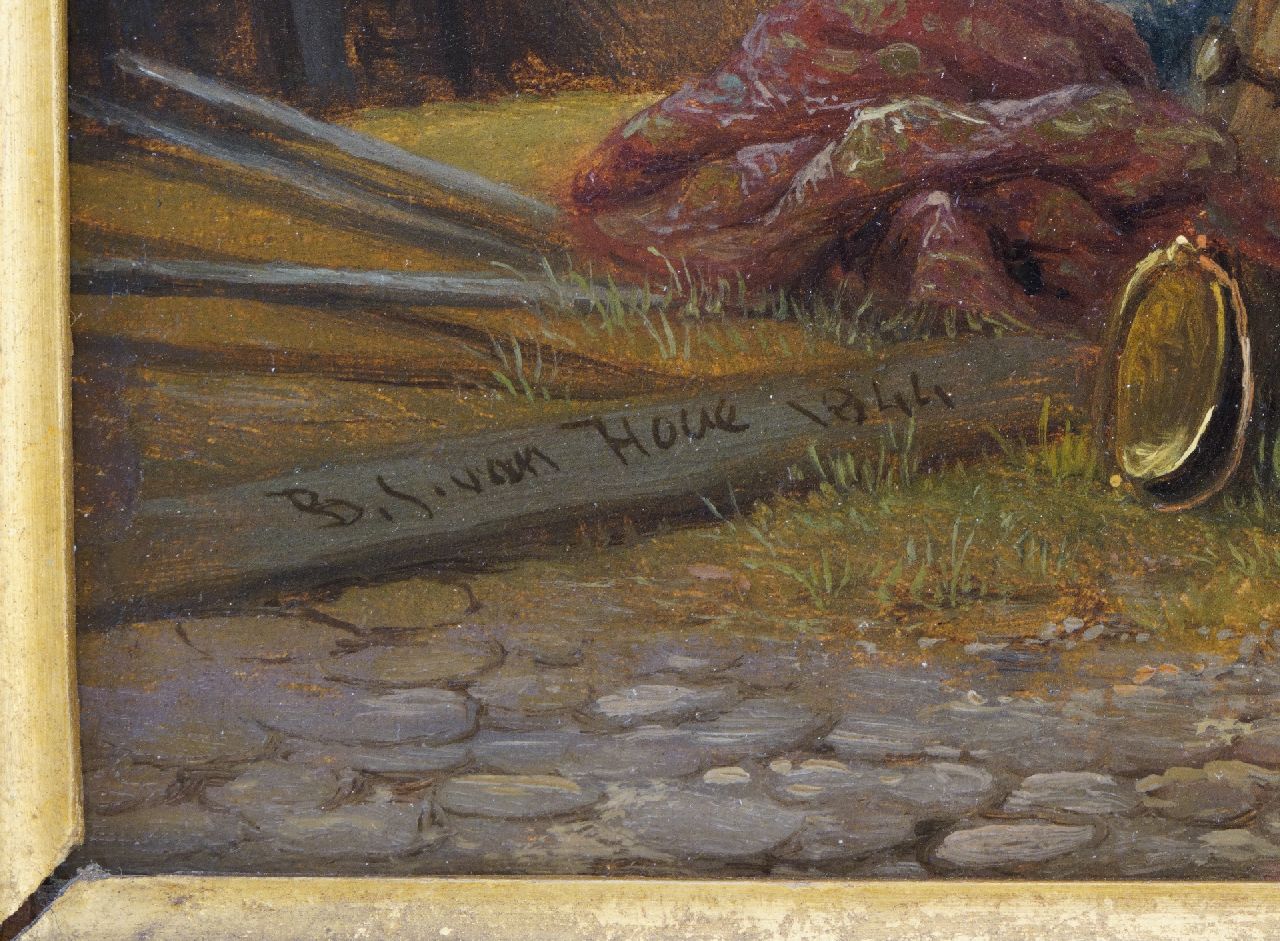 Bart van Hove signatures A town view with an antiques dealer in the foreground