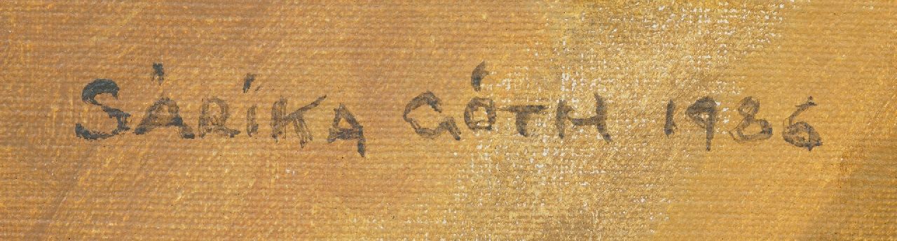 Sarika Góth signatures Still life with flowers in blue vase