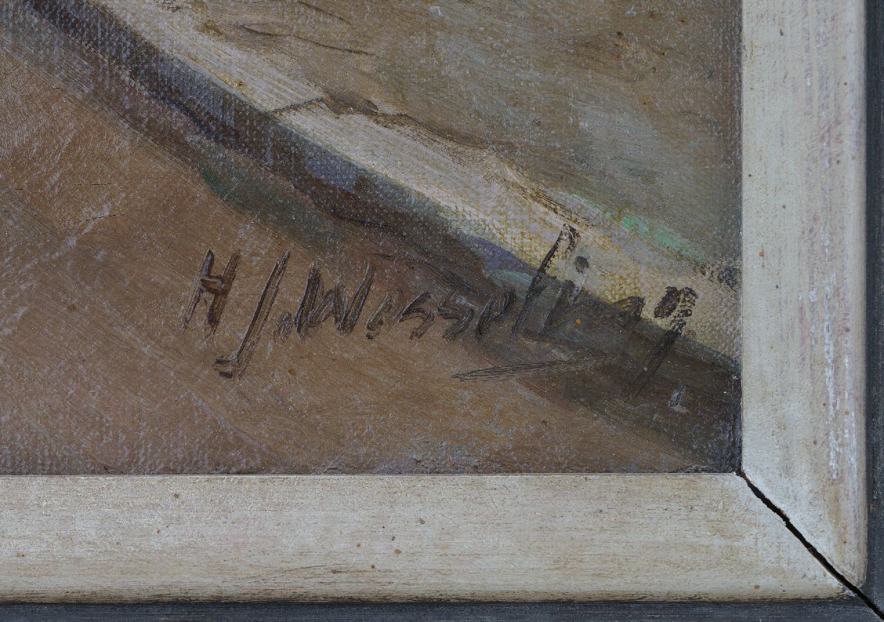 Hendrik Jan Wesseling signatures The Spaarne in Haarlem, seen from the Damstraat