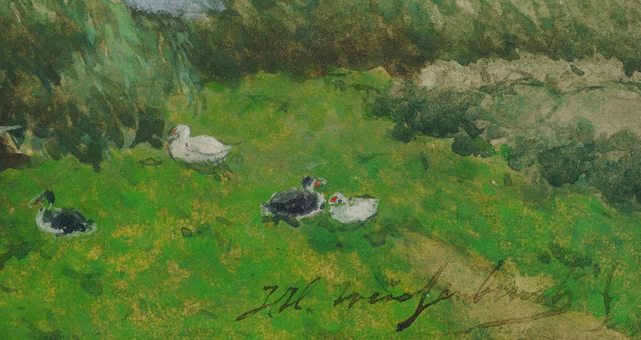 Jan Hendrik Weissenbruch signatures Cows in a polder landscape