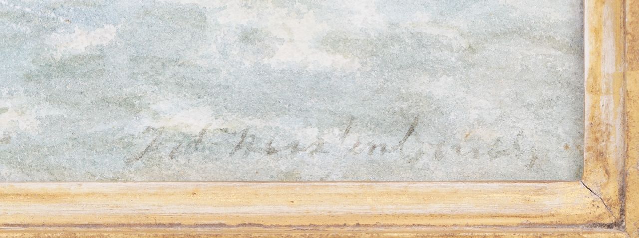Jan Hendrik Weissenbruch signatures Riviergezicht met zeilschip en molens