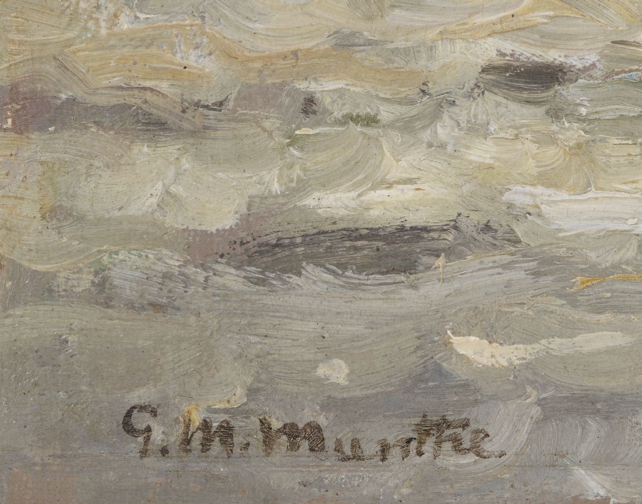 Morgenstjerne Munthe signatures Arriving fishing barges, Katwijk