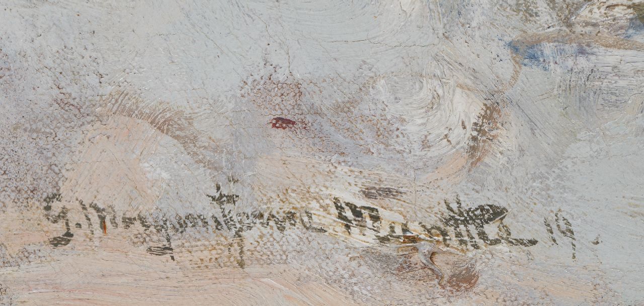 Morgenstjerne Munthe signatures Fisherwomen on the beach, Katwijk