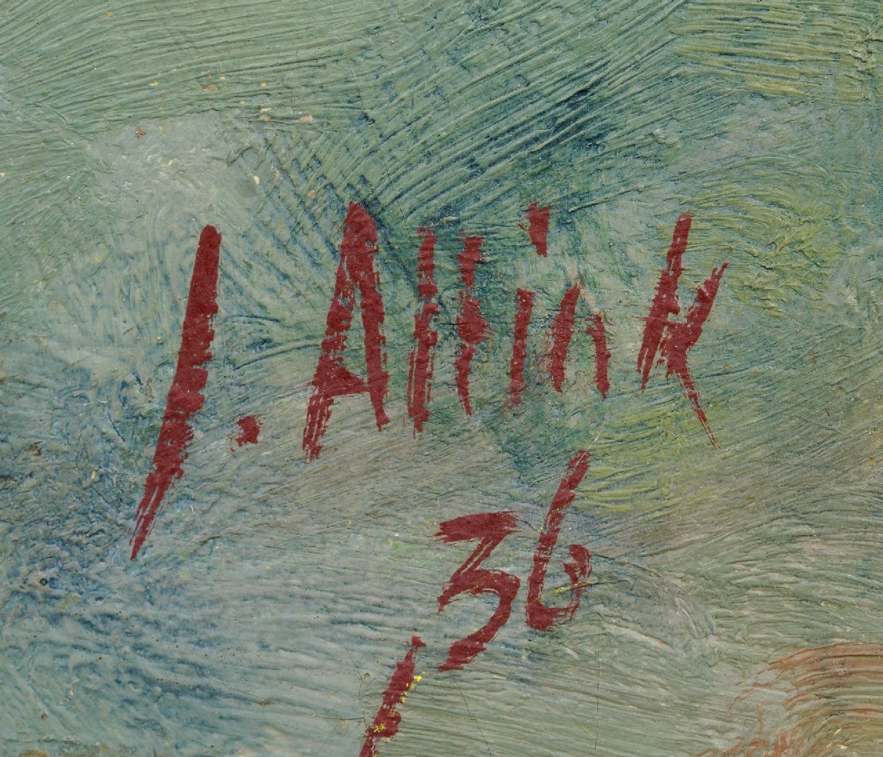 Jan Altink signatures Farm Blauwborgje at the Reitdiep; verso: landscape