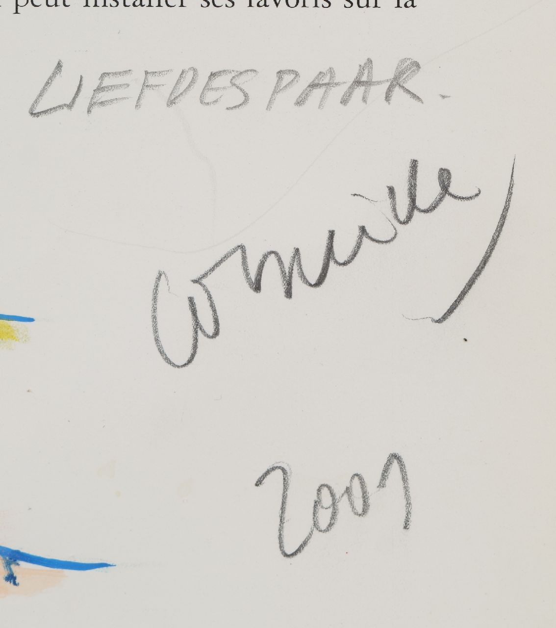 Corneille signatures Couple (painted on page 2 of cd-booklet Livre/Laser 'Berceuses')