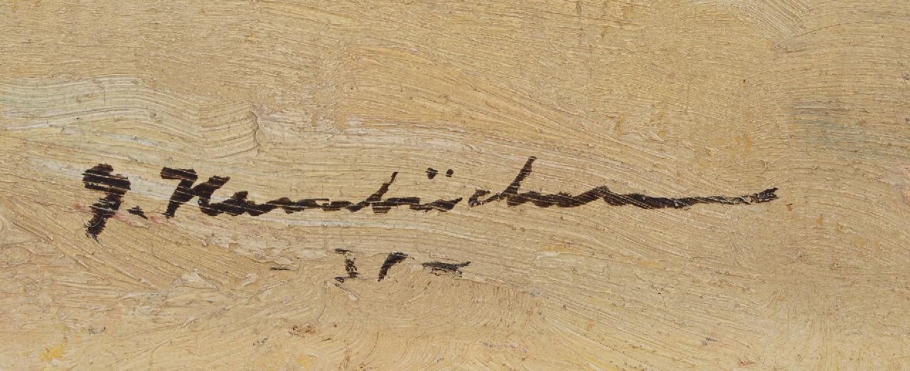 Georg Hambüchen signatures Beach scene in Katwijk