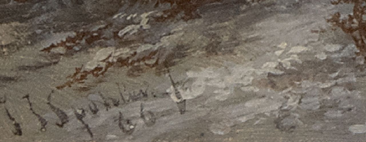 Jan Jacob Spohler signatures Winterlandschap met jagers en houthakkers