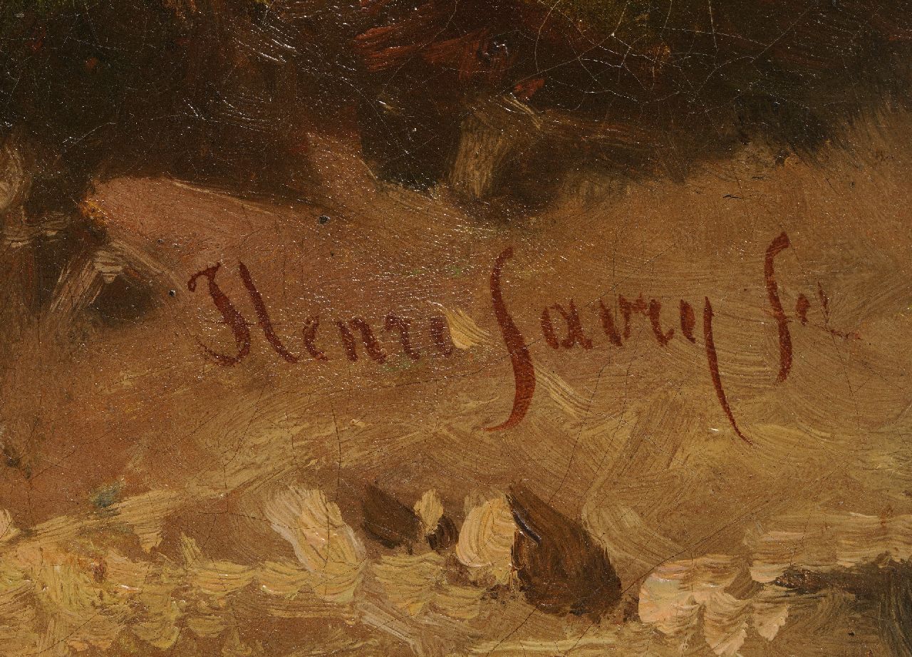 Hendrik Savrij signatures Pasture landscape with drinking cattle and a flock of sheep