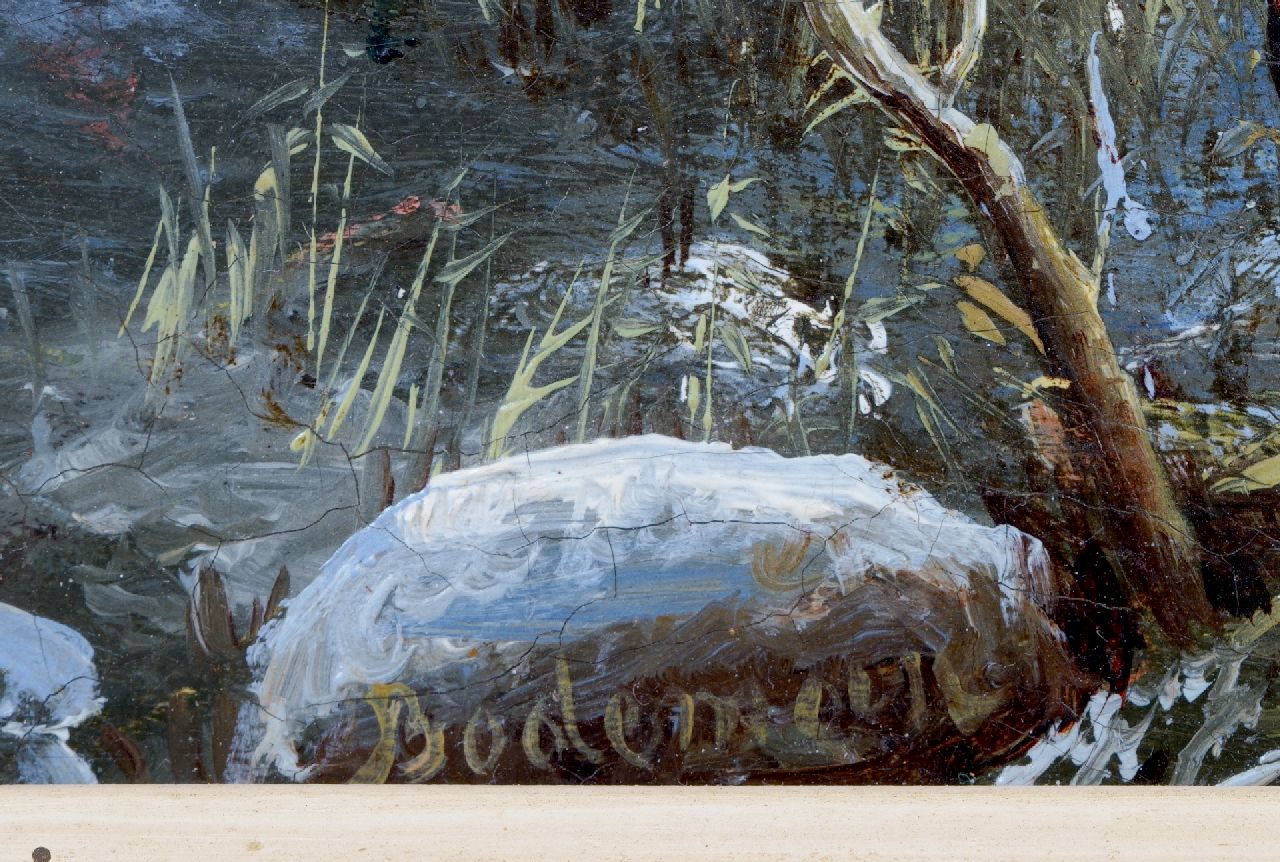 Willem Bodeman signatures A winter landscape with skaters and wood gatherers