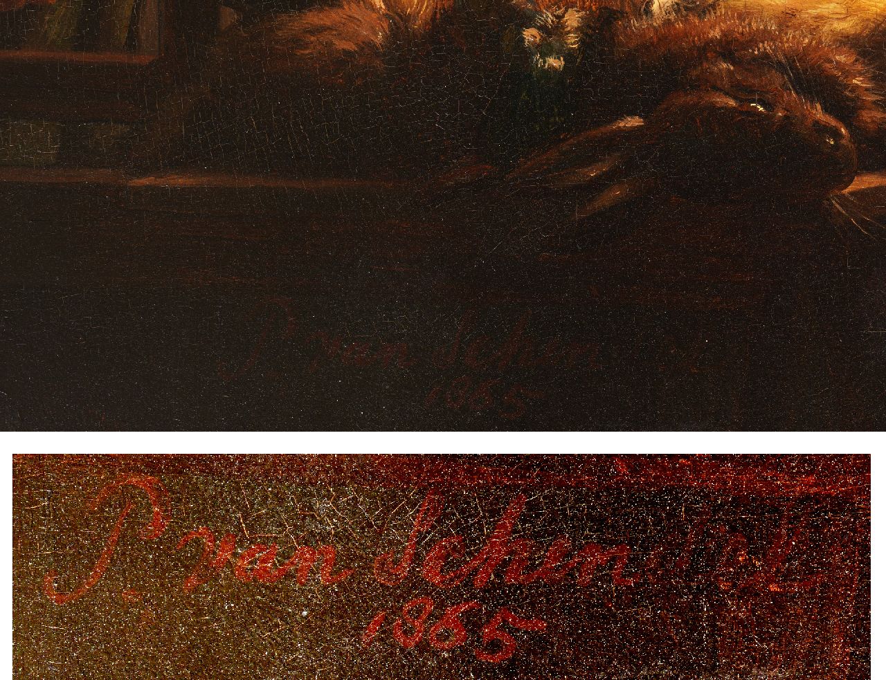 Petrus van Schendel signatures Fish seller by candlelight
