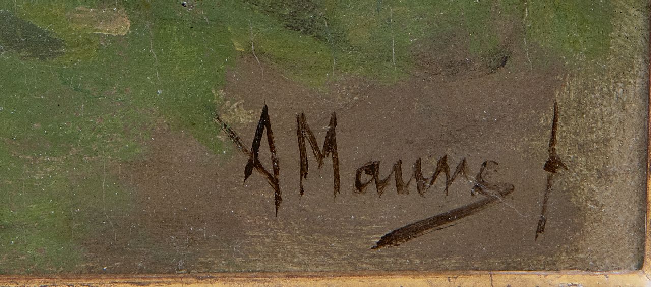 Anton Mauve signatures A shepherd with his flock by a river