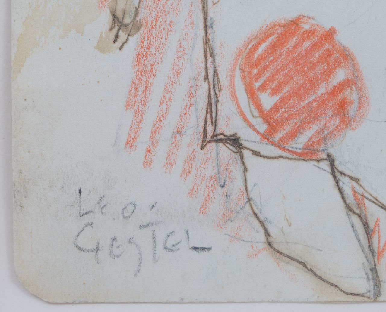 Leo Gestel signatures Café scene with a Pierrot