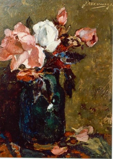 Johannes Evert Akkeringa | A flower still life, oil on panel, 27.0 x 21.0 cm, signed u.r.