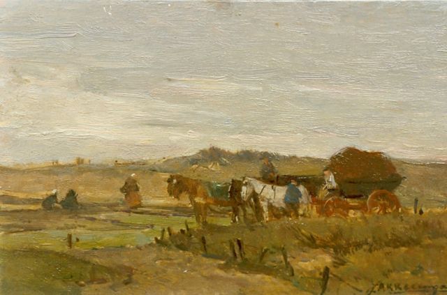 Akkeringa J.E.H.  | Dune landscape, oil on panel 13.1 x 20.7 cm, signed l.r.