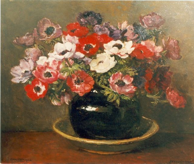 Johannes Evert Akkeringa | Flowers in a jar, oil on canvas, 41.7 x 51.4 cm, signed l.r.