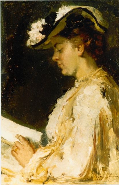 Lizzy Ansingh | Elegant lady, oil on canvas, 33.0 x 23.1 cm, signed l.r.