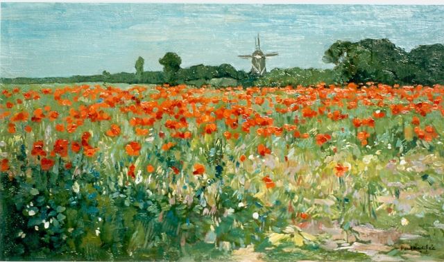 Paul Bodifée | Blossoming poppies, oil on cardboard, 27.6 x 47.9 cm, signed l.r.
