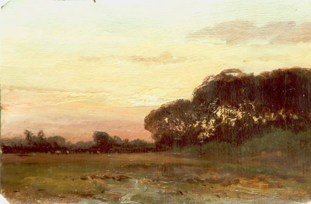 Borselen J.W. van | Evening twilight, oil on panel 15.7 x 25.1 cm, signed l.l.