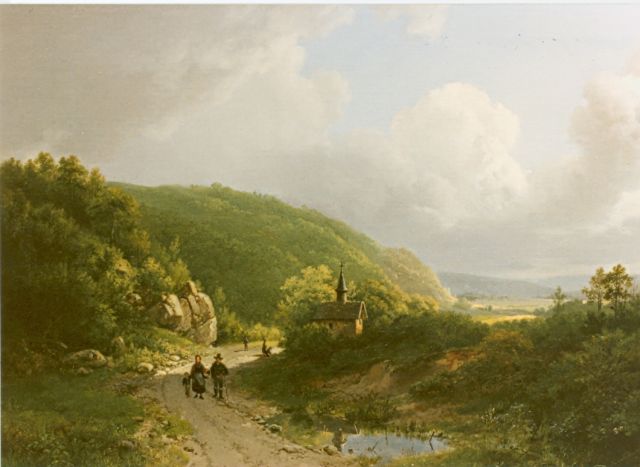 Koekkoek B.C.  | Travellers in a summer landscape, oil on canvas 37.5 x 47.0 cm, signed m.o. and dated 1833