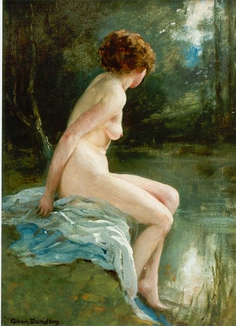 Allan Douglas Davidson | Bathing woman, oil on panel, 29.7 x 22.2 cm, signed l.l.