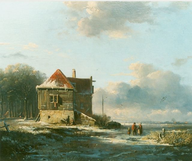 Adrianus Eversen | Winter landscape, oil on panel, 21.8 x 25.0 cm
