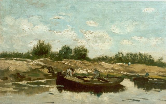 Constan Gabriel | River landscape, oil on canvas laid down on panel, 22.0 x 35.5 cm