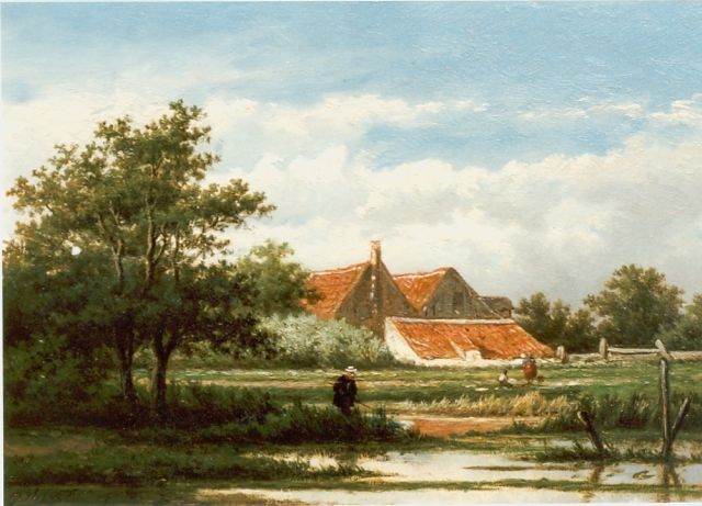 Georgius Heerebaart | A polder landscape, oil on panel, 16.1 x 23.7 cm, signed l.l.