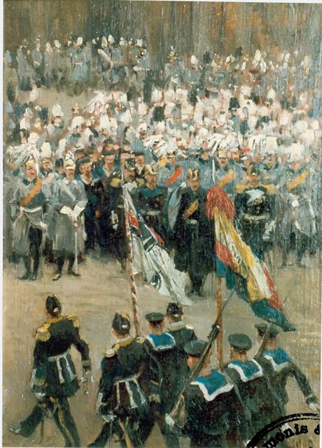 Hoynck van Papendrecht J.  | Ceremony, oil on canvas laid down on panel 37.0 x 27.0 cm, signed l.r. and dated 1901