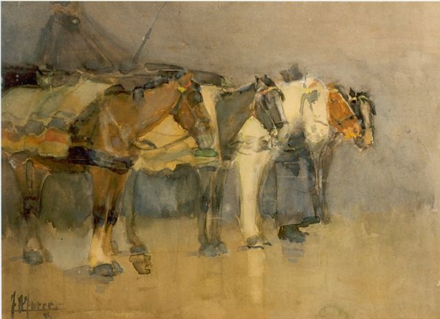 Johannes Hendricus Jurres | Horses, watercolour on paper, 19.0 x 26.0 cm, signed l.l. and dated '94