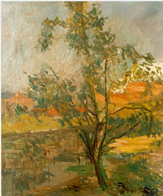 Jungmann M.J.B.  | A tree in a summer landscape, oil on canvas 57.3 x 48.0 cm, signed l.r.