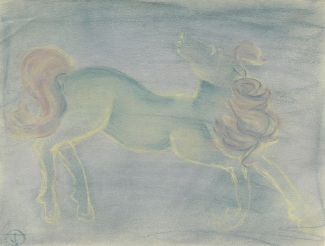 Prinses Beatrix van Oranje Nassau | Horse, pastel on paper, 23.2 x 30.3 cm, signed with monogram TvO