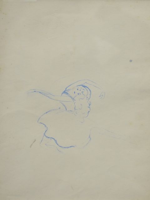 Prinses Beatrix van Oranje Nassau | Ballet girl, blue ink and wax crayon on paper, 30.0 x 23.0 cm