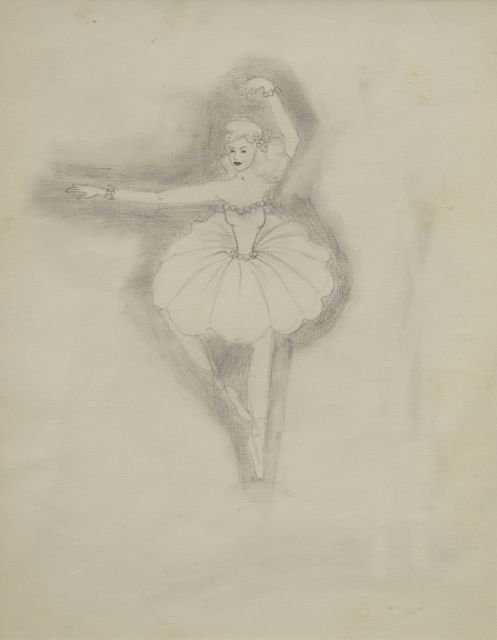 Prinses Beatrix van Oranje Nassau | Ballet dancer, pencil on paper, 30.0 x 23.0 cm