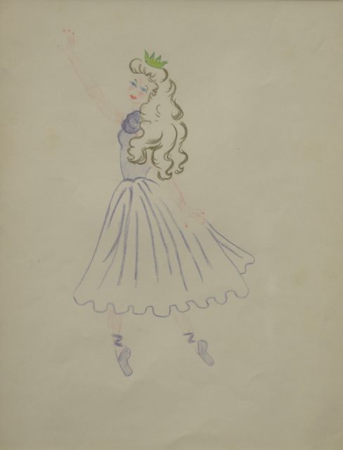 Oranje-Nassau (Prinses Beatrix) B.W.A. van | Ballet princess, coloured pencil on paper 30.0 x 23.0 cm