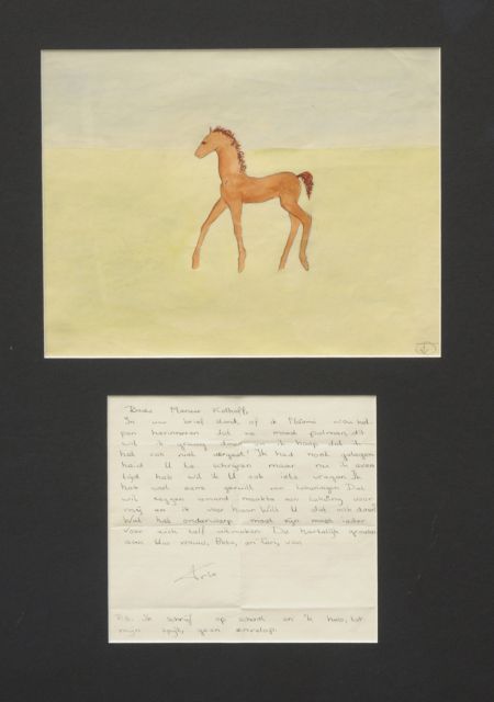 Oranje-Nassau (Prinses Beatrix) B.W.A. van | A foal, pencil and watercolour on paper 23.0 x 30.0 cm, signed with monogram l.r.