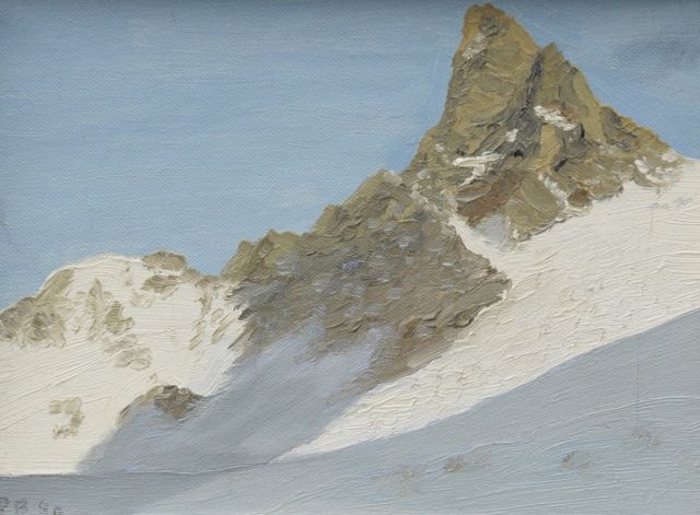 Lippe-Biesterfeld 'Prins Bernhard' B.L.F.E.J.C.K.G.P. van | Mountain landscape, oil on canvas 18.0 x 23.7 cm, signed with initials P.B. l.l. and dated '90