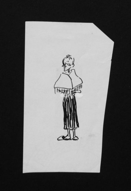 Oranje-Nassau (Prinses Beatrix) B.W.A. van | Old lady, pencil and black ink on paper 11.0 x 6.5 cm, executed August 1960