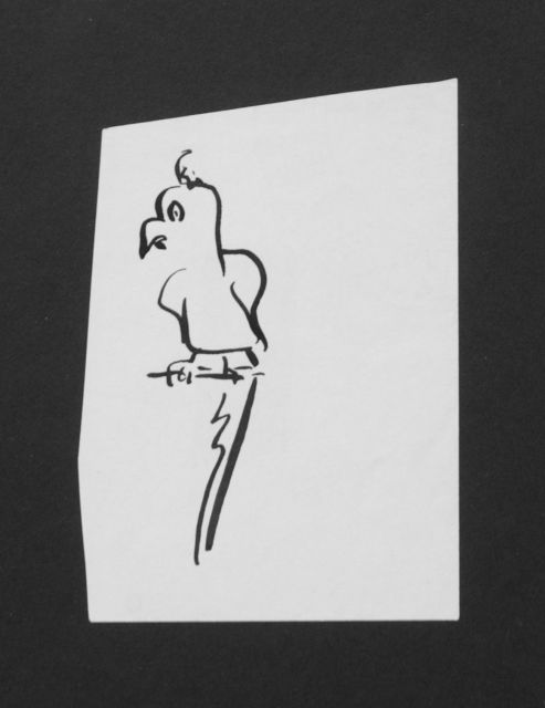 Oranje-Nassau (Prinses Beatrix) B.W.A. van | Parrot, pencil and black ink on paper 10.6 x 7.4 cm, executed August 1960