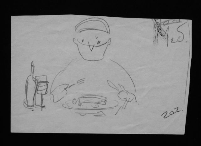 Oranje-Nassau (Prinses Beatrix) B.W.A. van | Surgeon at the table, pencil and black ink on paper 9.7 x 15.0 cm, executed August 1960