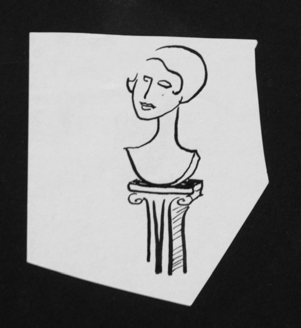 Prinses Beatrix van Oranje Nassau | Sculpture, pencil and black ink on paper, 8.2 x 7.5 cm, executed August 1960